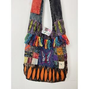 India Boutique Hobo Bag Womens Large Patchwork Fringe Boho Purse Shoulder